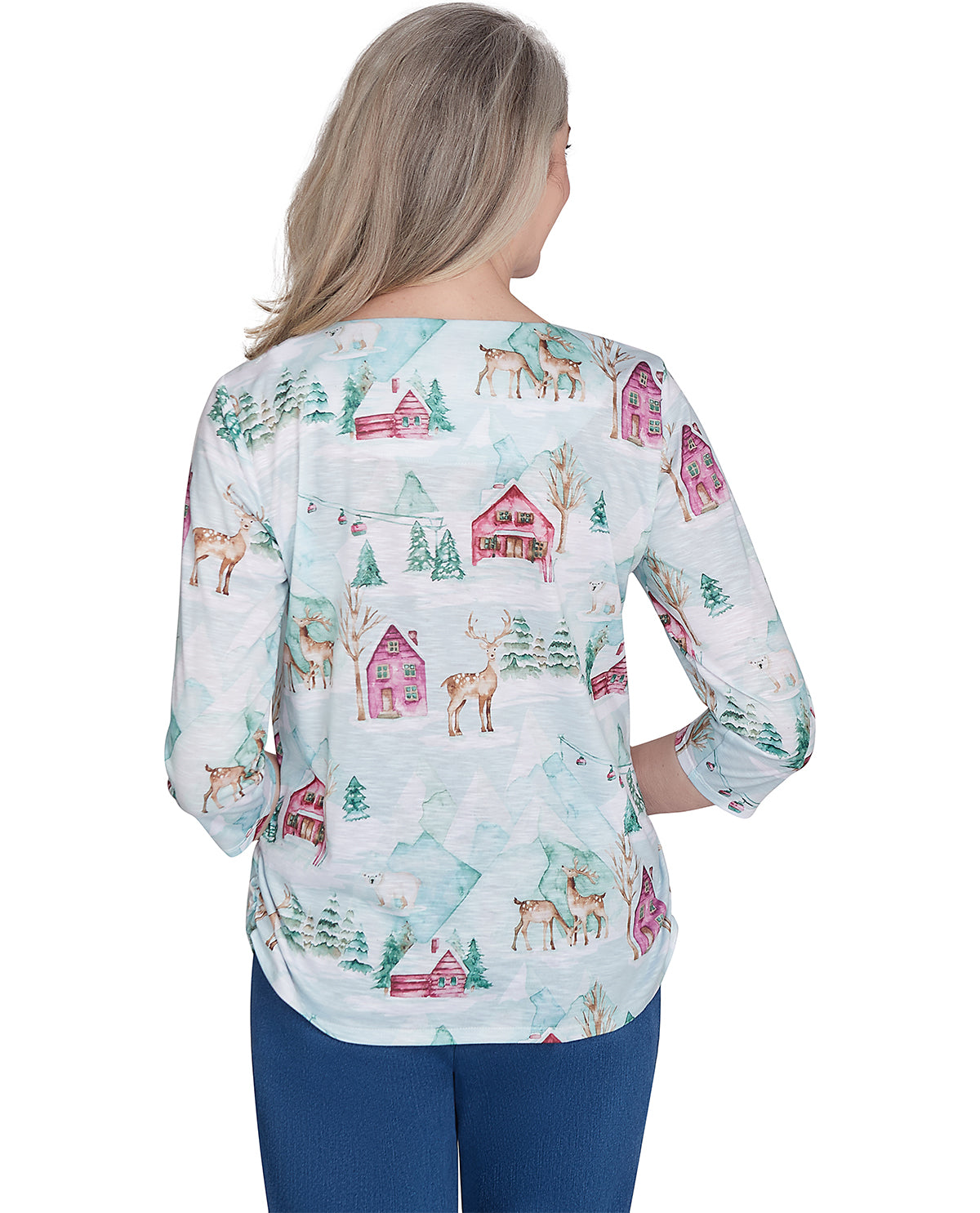 Alfred Dunner Missy Classic Ski Village Knit Top