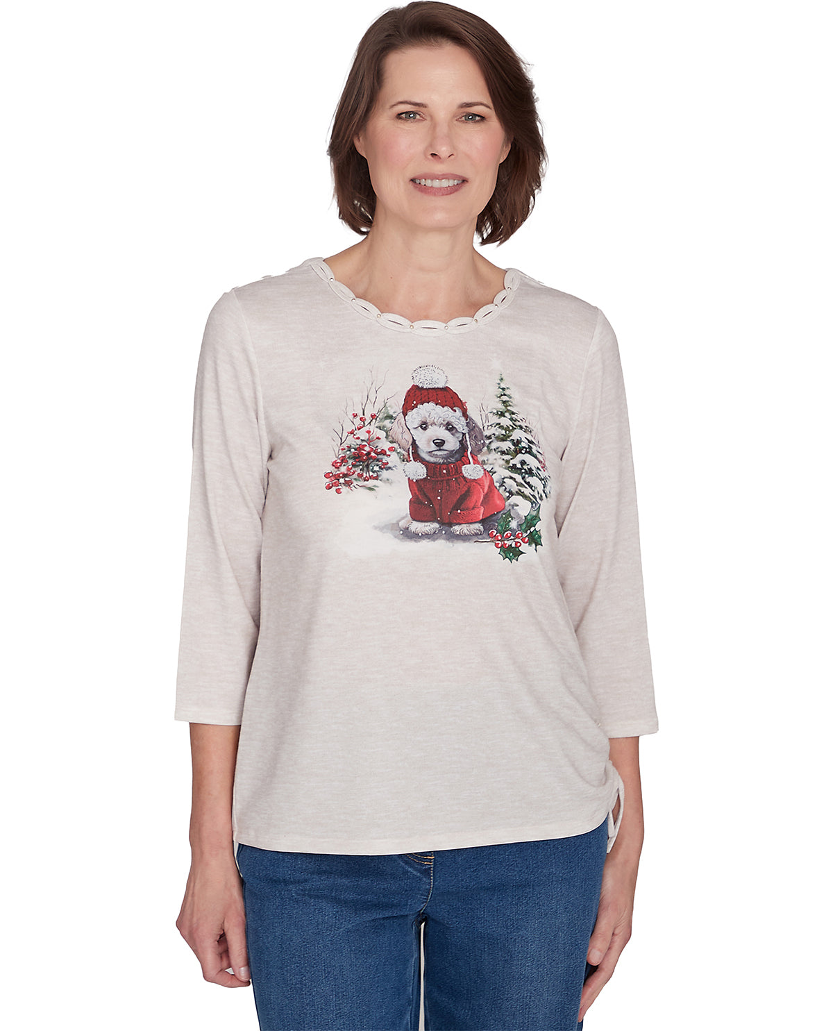 Alfred Dunner Missy Classic Festive Poodle Knit Top