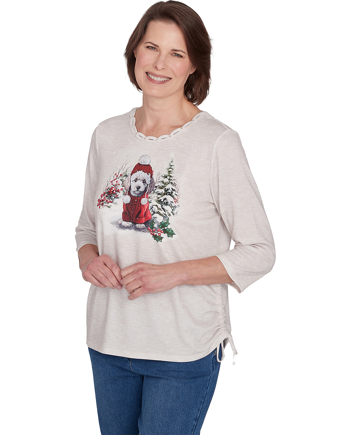 Alfred Dunner Missy Classic Festive Poodle Knit Top
