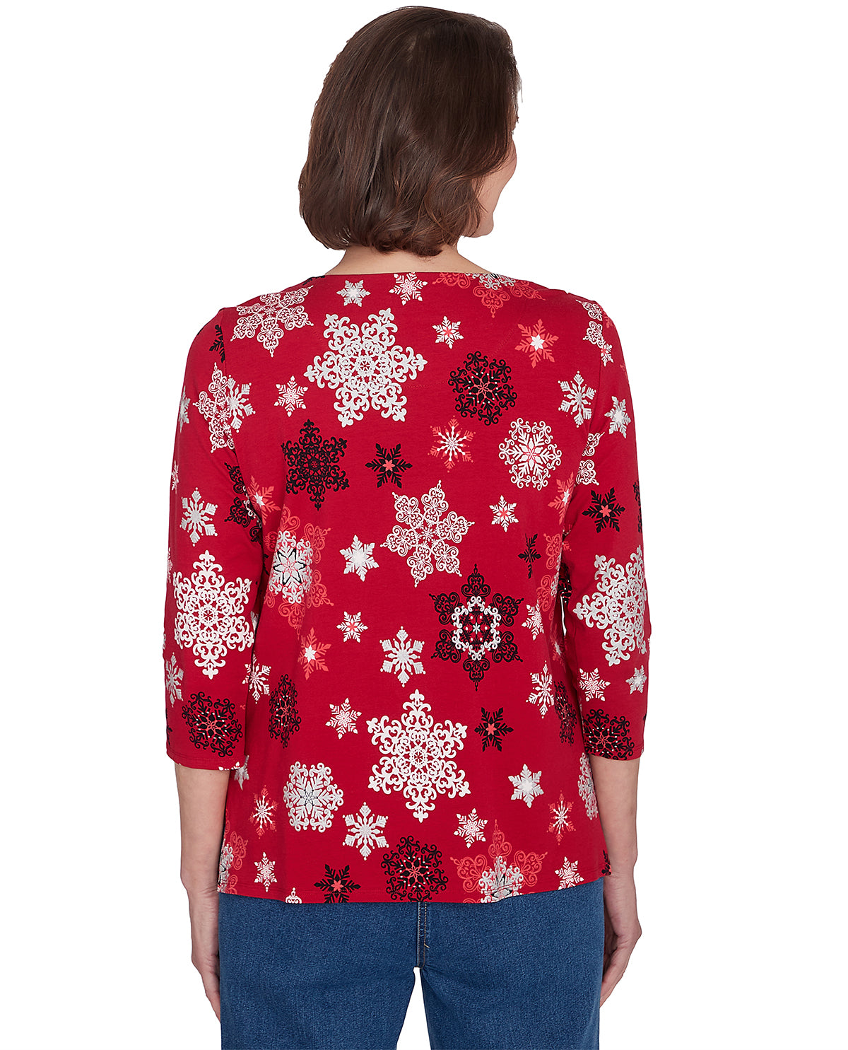 Alfred Dunner Missy Classic Snowflakes Knit Top