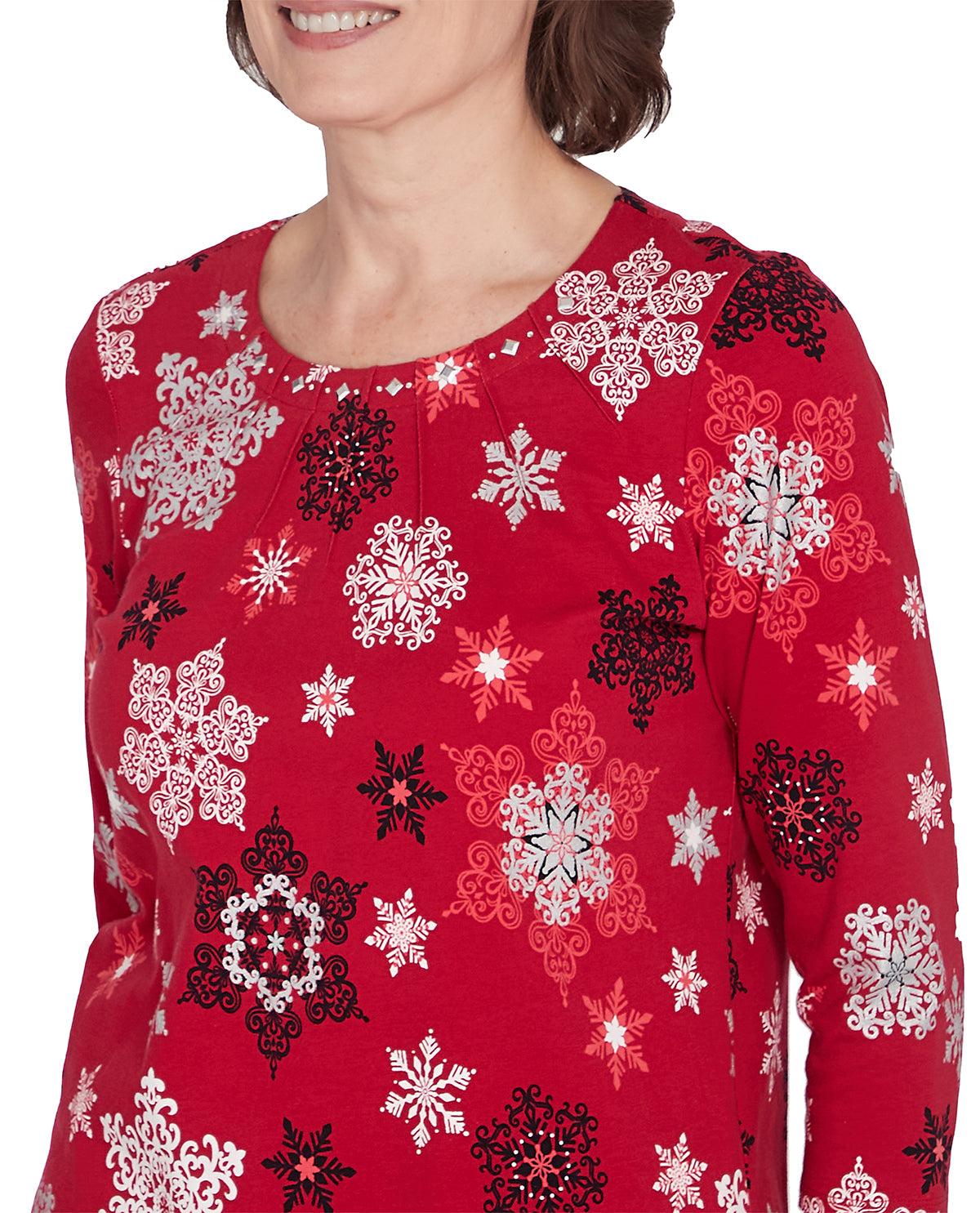Alfred Dunner Missy Classic Snowflakes Knit Top