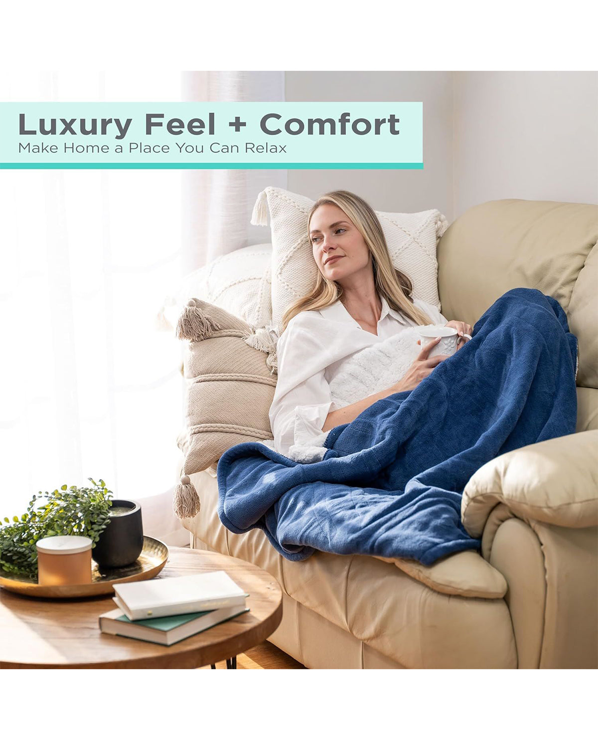 Black & Decker Navy Heated Faux Throw