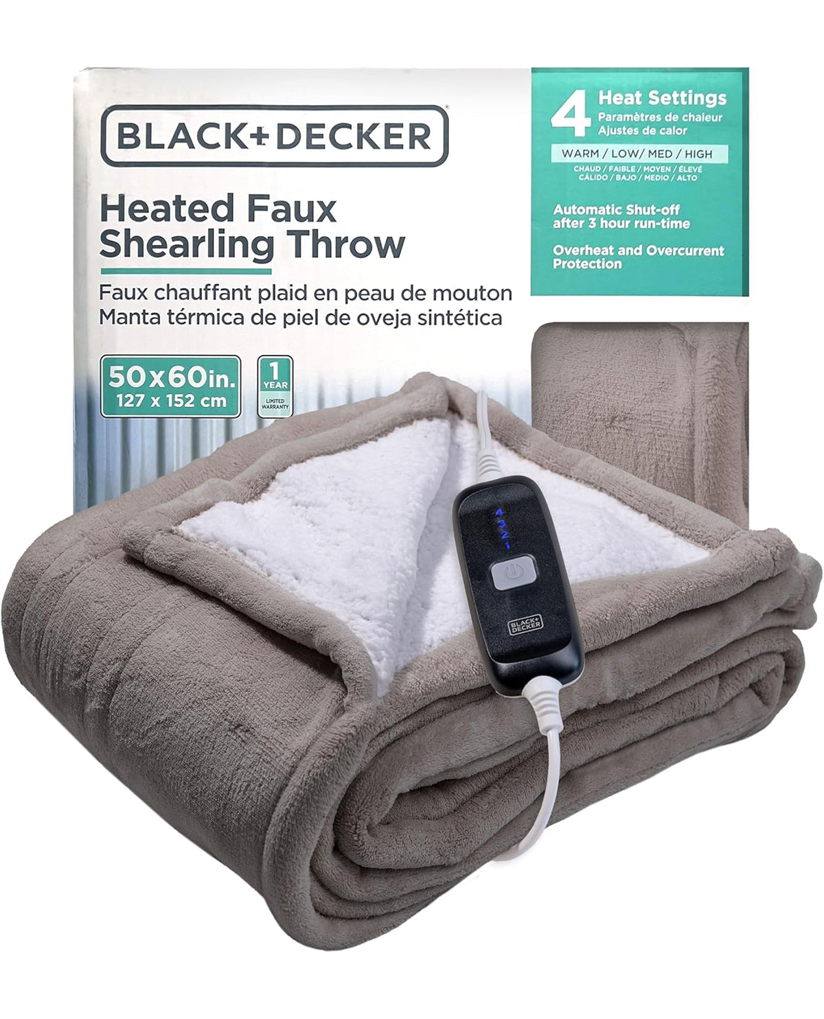 Black & Decker Heated Throw-Grey
