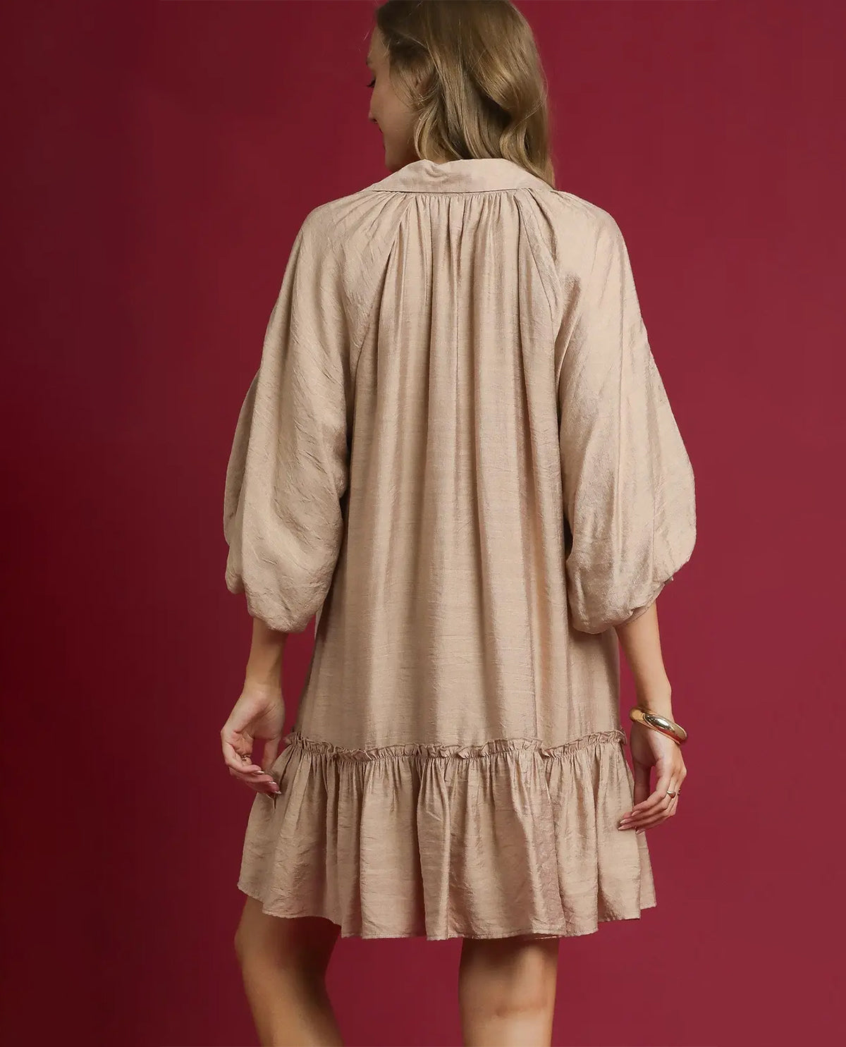 Embroidered Floral Boho Ruffle Hem Dress