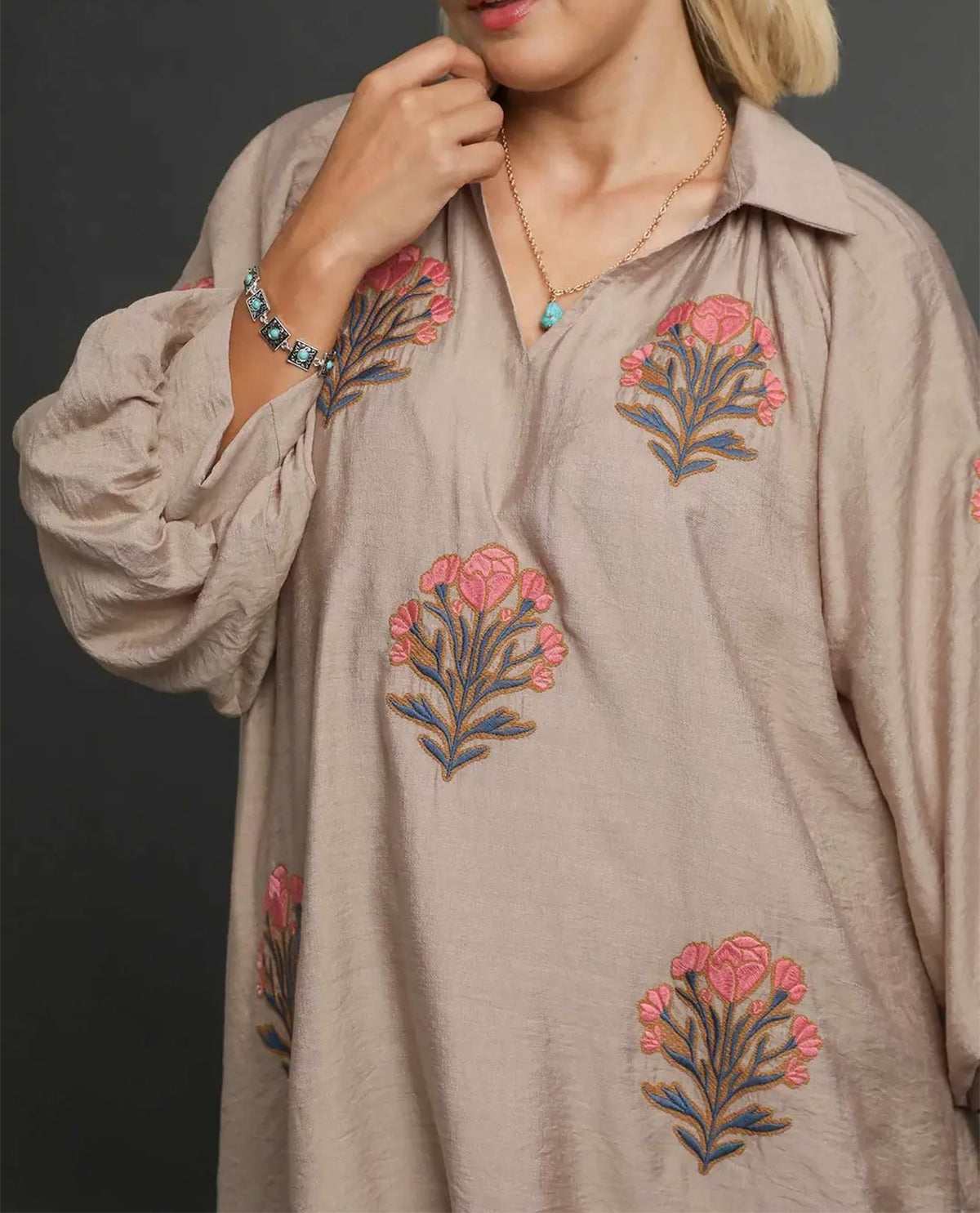 Plus Embroidered Floral Dress with Ruffled Tiered Hem