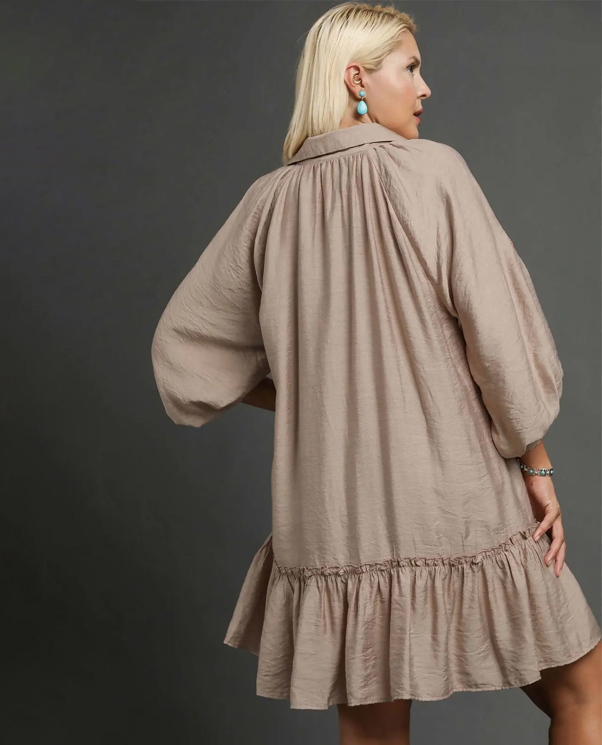 Plus Embroidered Floral Dress with Ruffled Tiered Hem