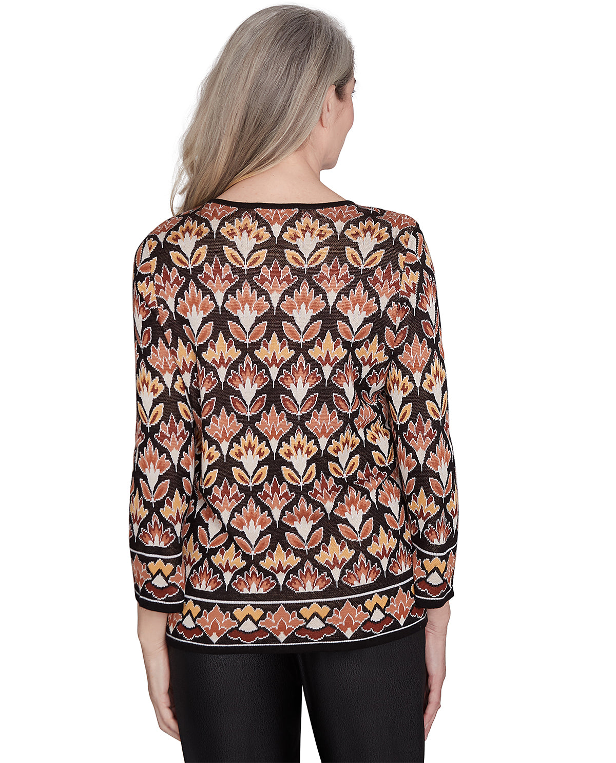 Alfred Dunner Missy Rue Rivoli Beaded Split Neck Sweater