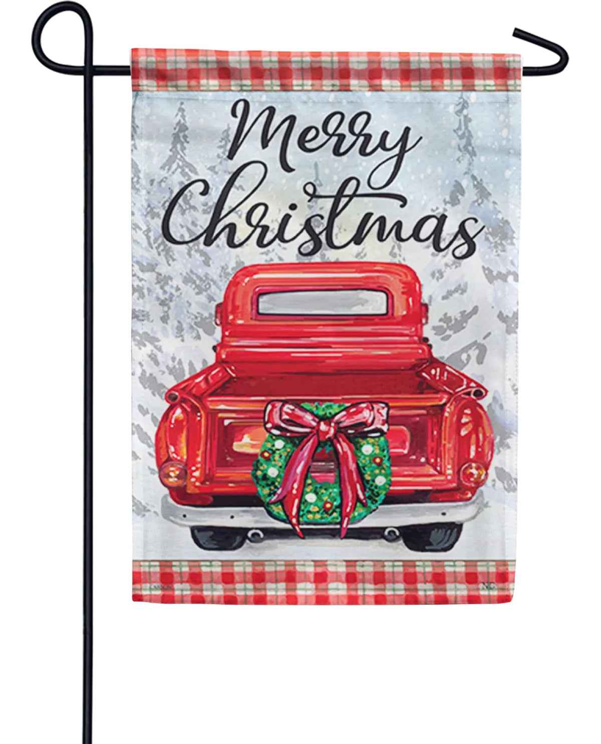 Christmas Wreath Truck Garden Flag
