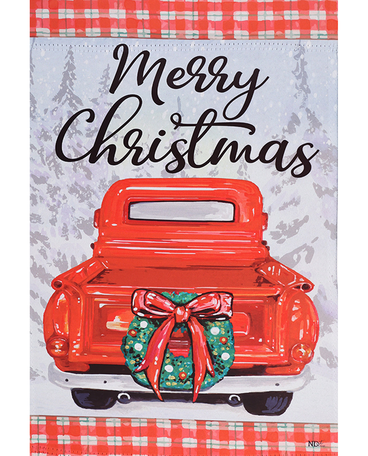 Christmas Wreath Truck Garden Flag