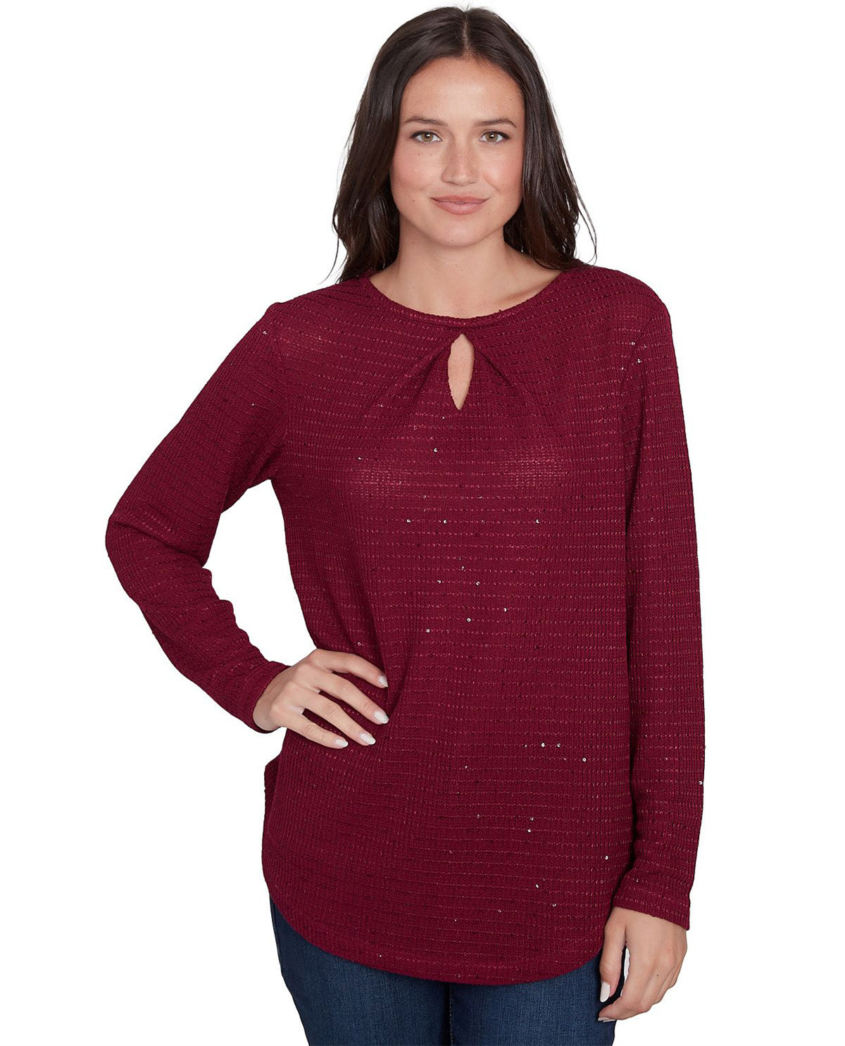 Ruby Road Must Haves II Solid Sequin Knit Top