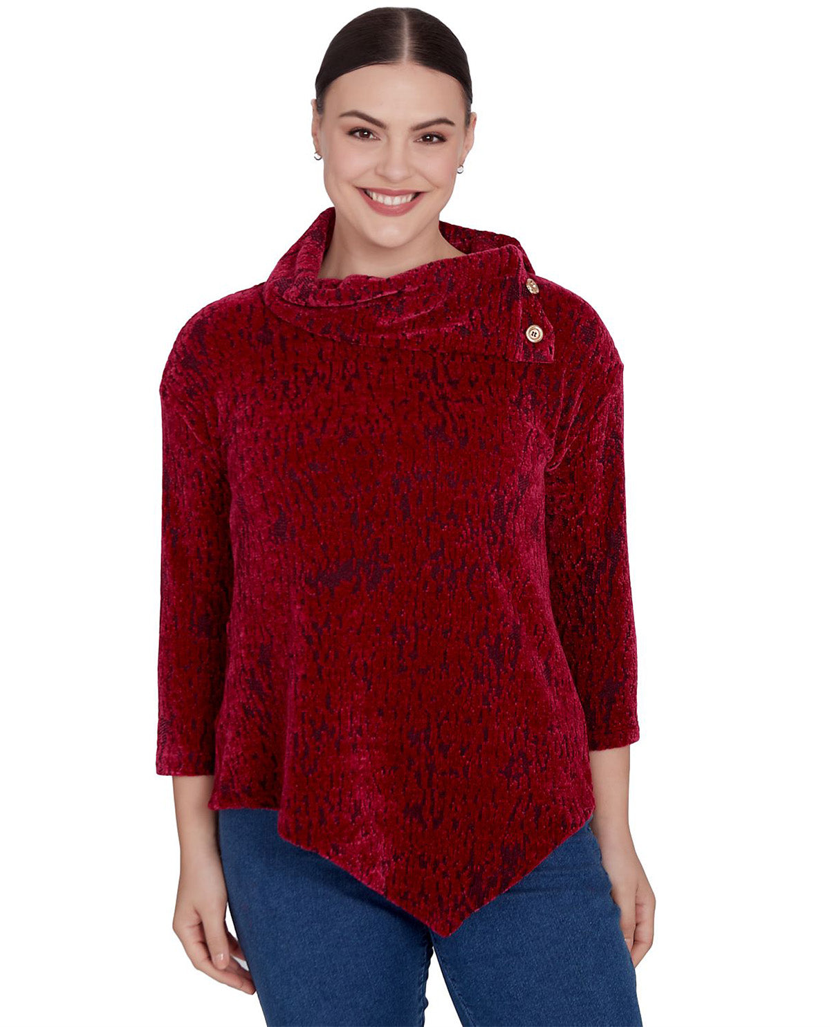 Ruby Road Must Haves II Cowl Neck Jacquard Knit Top