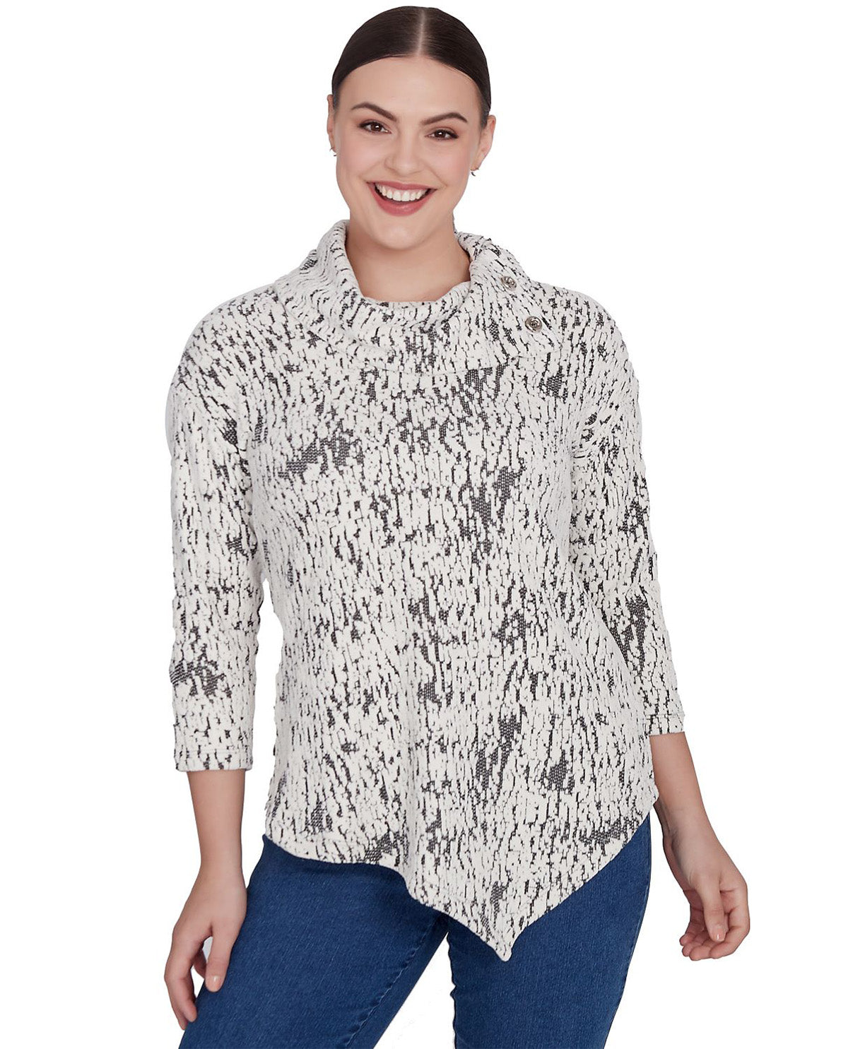 Ruby Road Must Haves II Cowl Neck Jacquard Knit Top