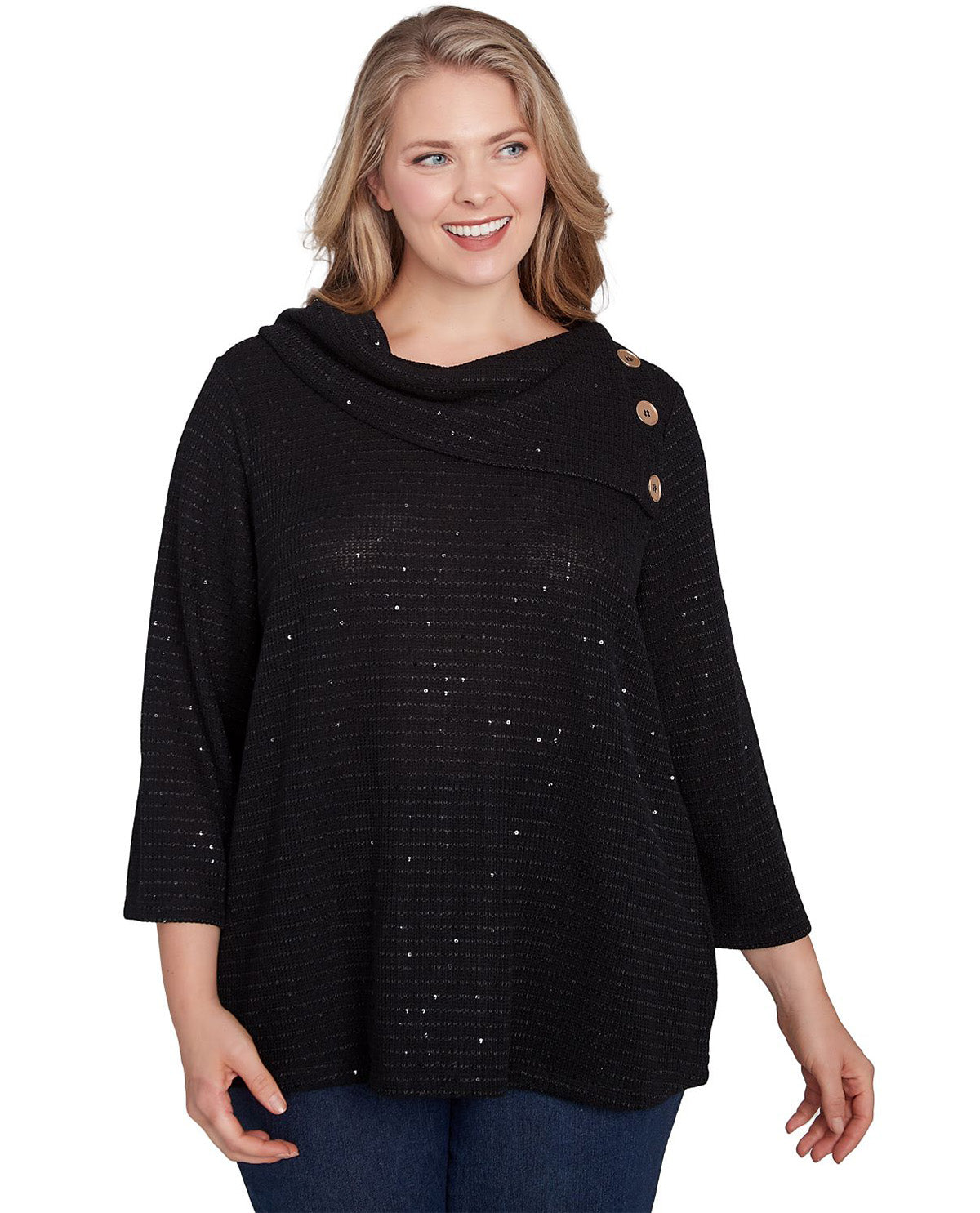 Ruby Road Must Haves II Cowl Neck Sequin Knit Top
