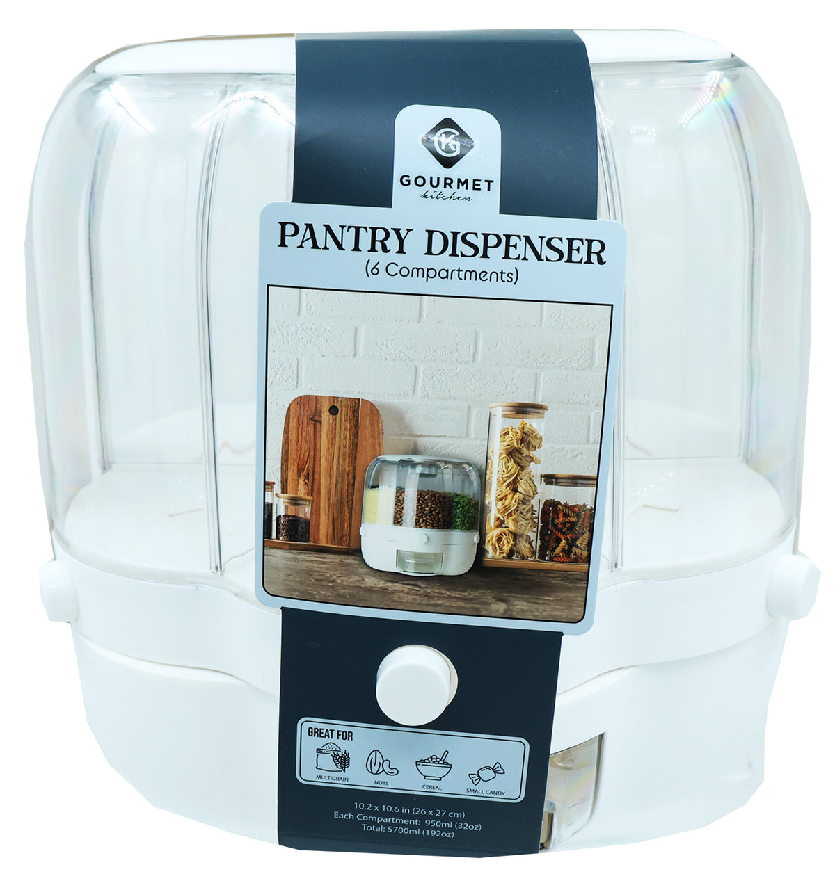 White 6-Compartment Pantry Dispenser