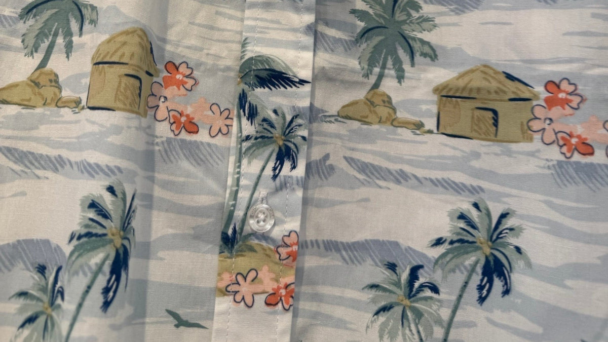 Chaps Men's Short Sleeve Printed Cotton Poplin Button Up Shirt