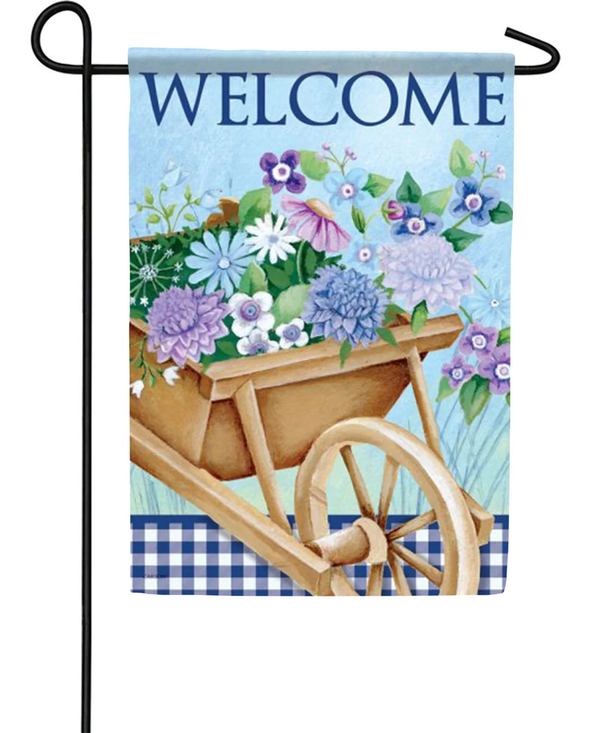 Wheelbarrow & Flowers Garden Flag