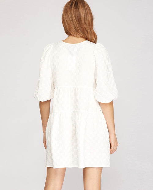 Puffed Sleeve Tiered Dress