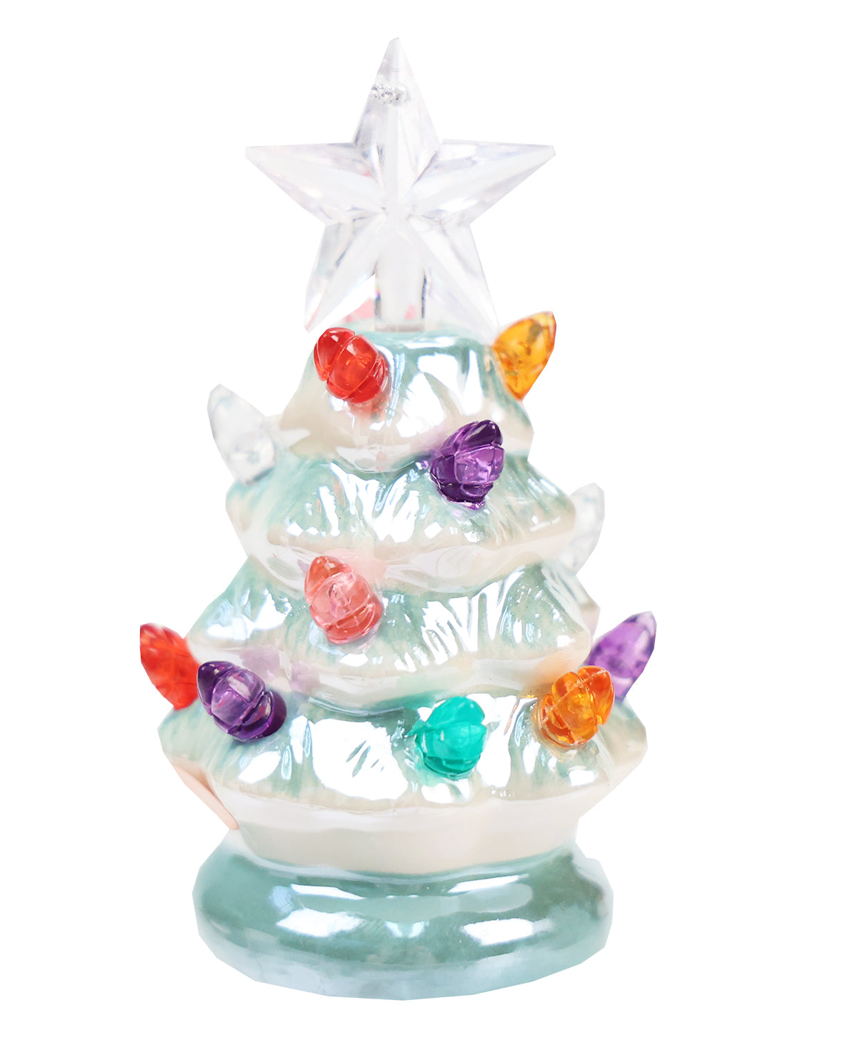 Ceramic Pearlized Christmas Tree Glow Ornament