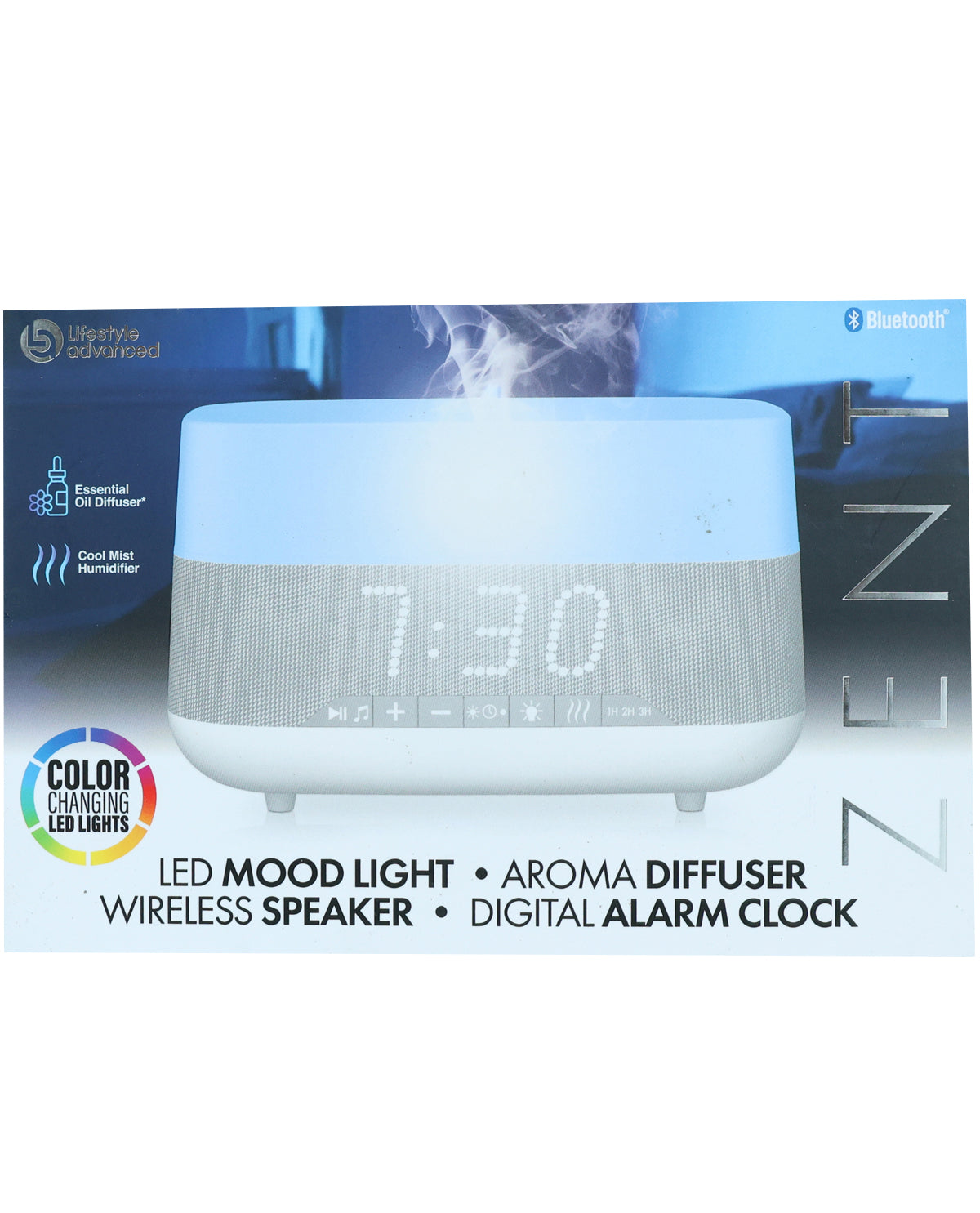Aroma Diffuser & Mood Light Digital Alarm Clock