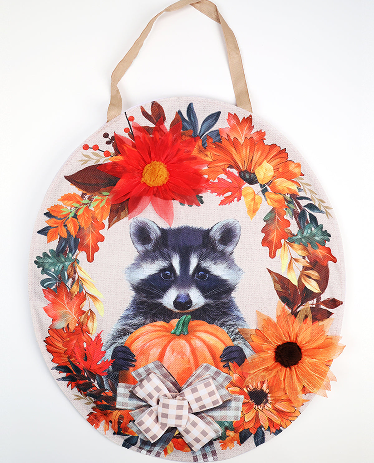 Welcome Wreath Raccoon Door Decor