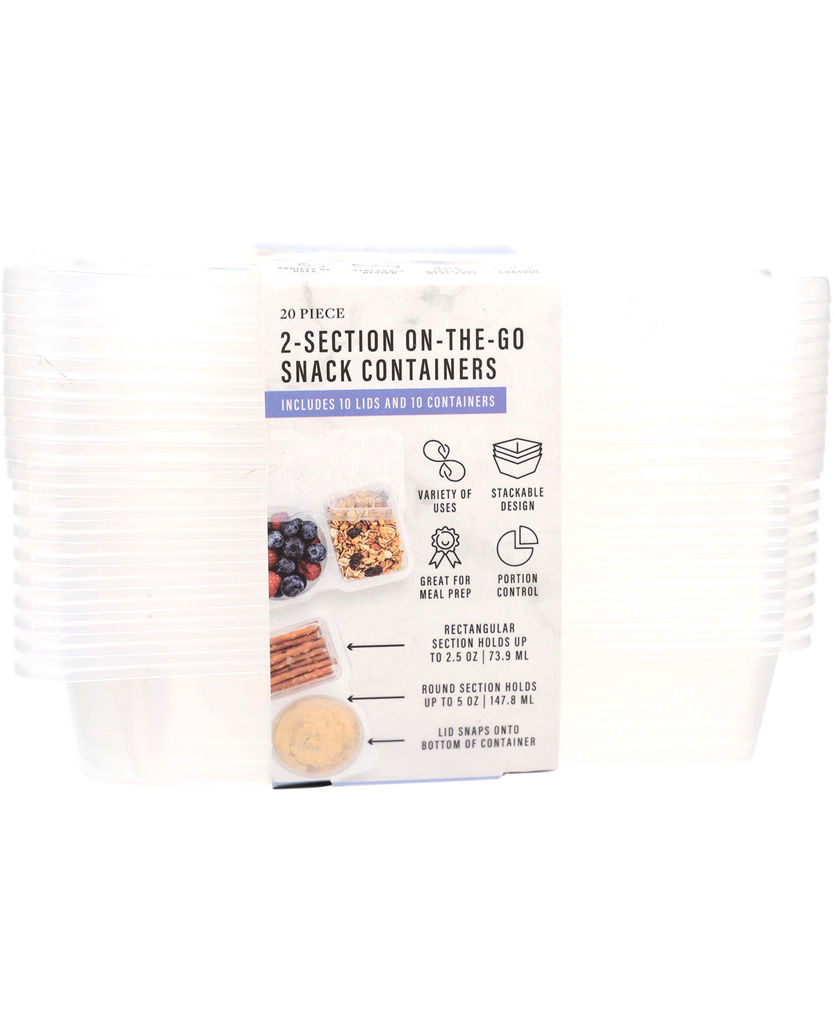20-Piece Clear On-The-Go Snack Containers