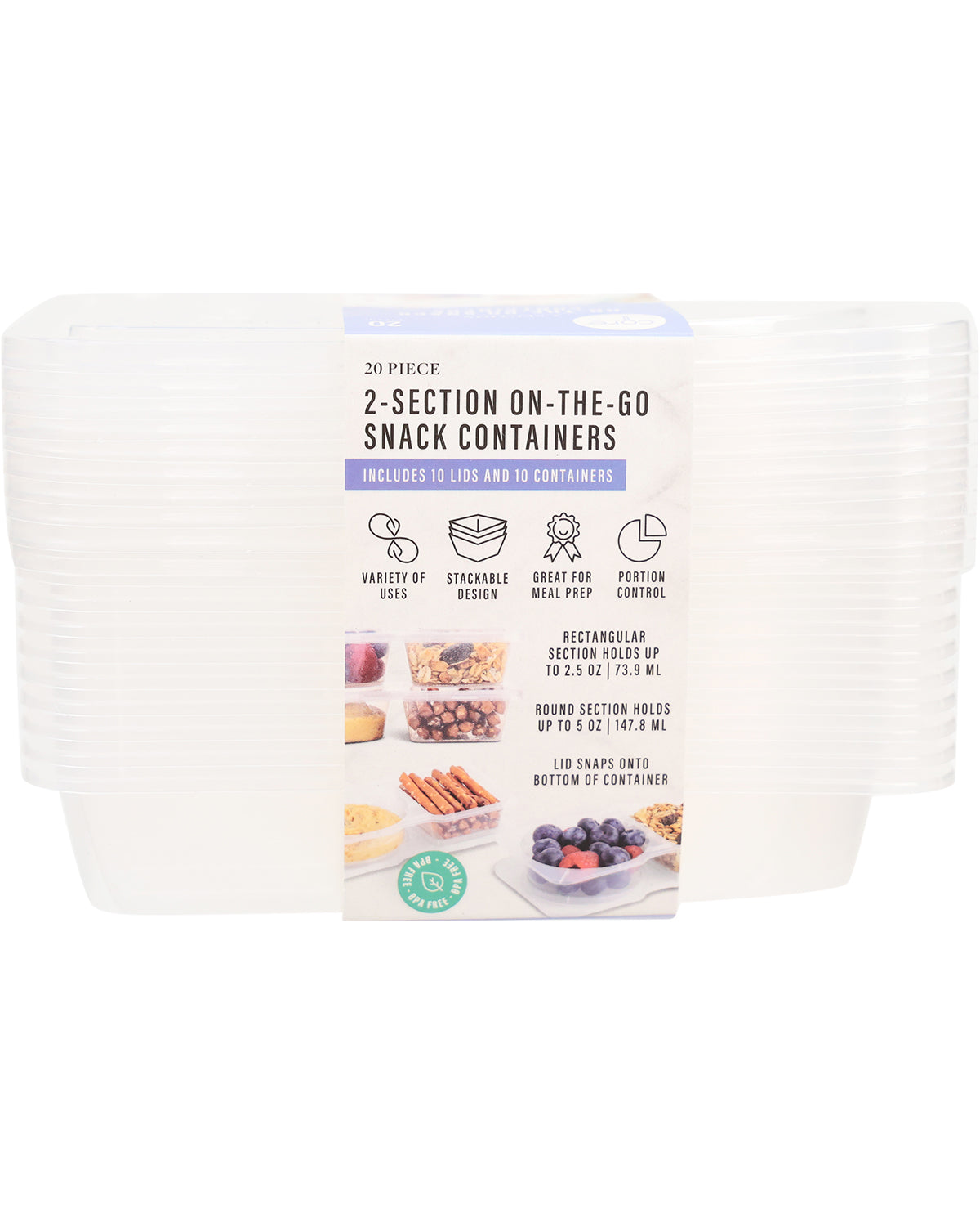 20-Piece Clear On-The-Go Snack Containers
