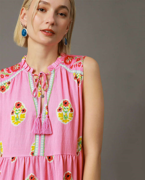 Boho Embroidered Sleeveless Maxi Dress