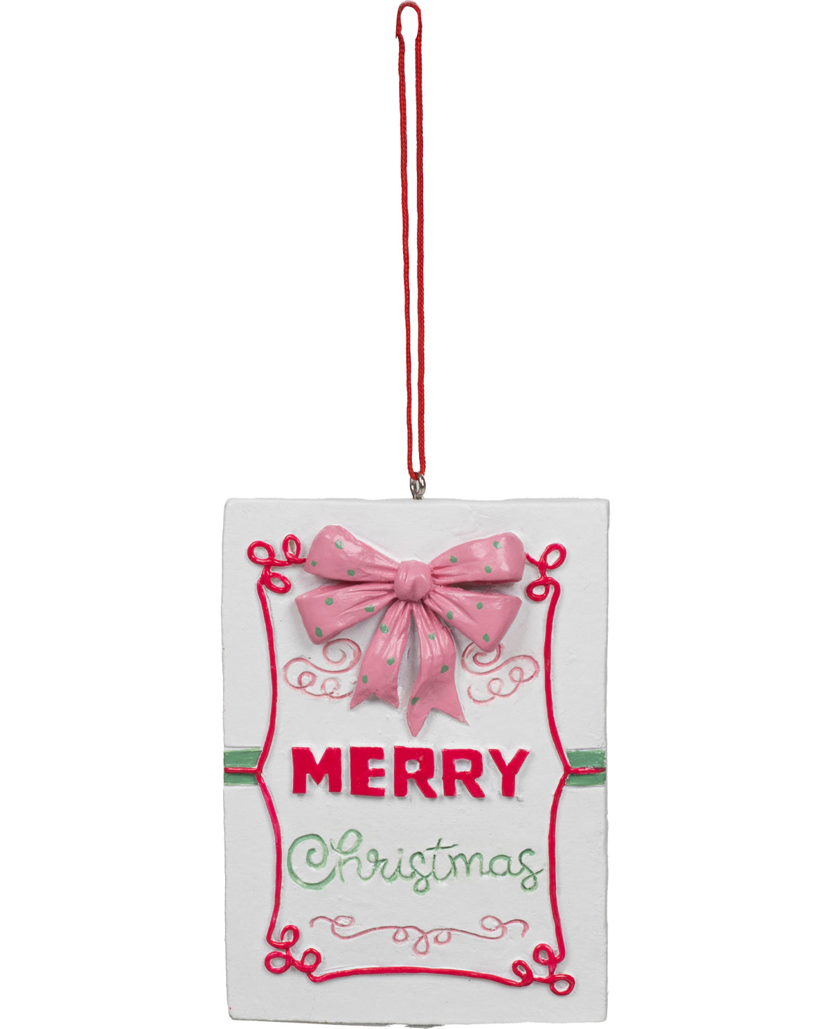 3" Resin Merry Christmas Bow Ornament