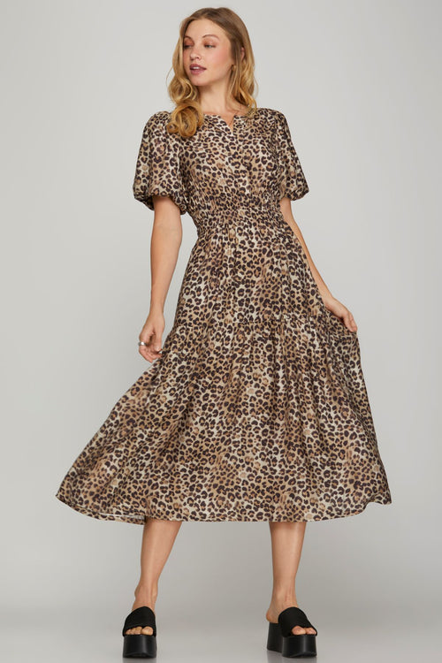 Leopard Print Tiered Dress