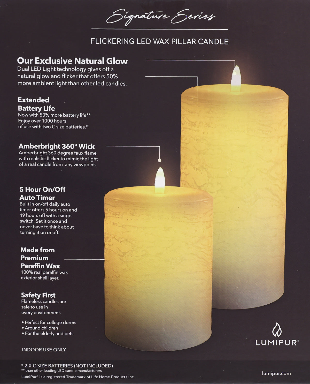 Ivory Flameless LED Flickering Natural Wax Candle Set