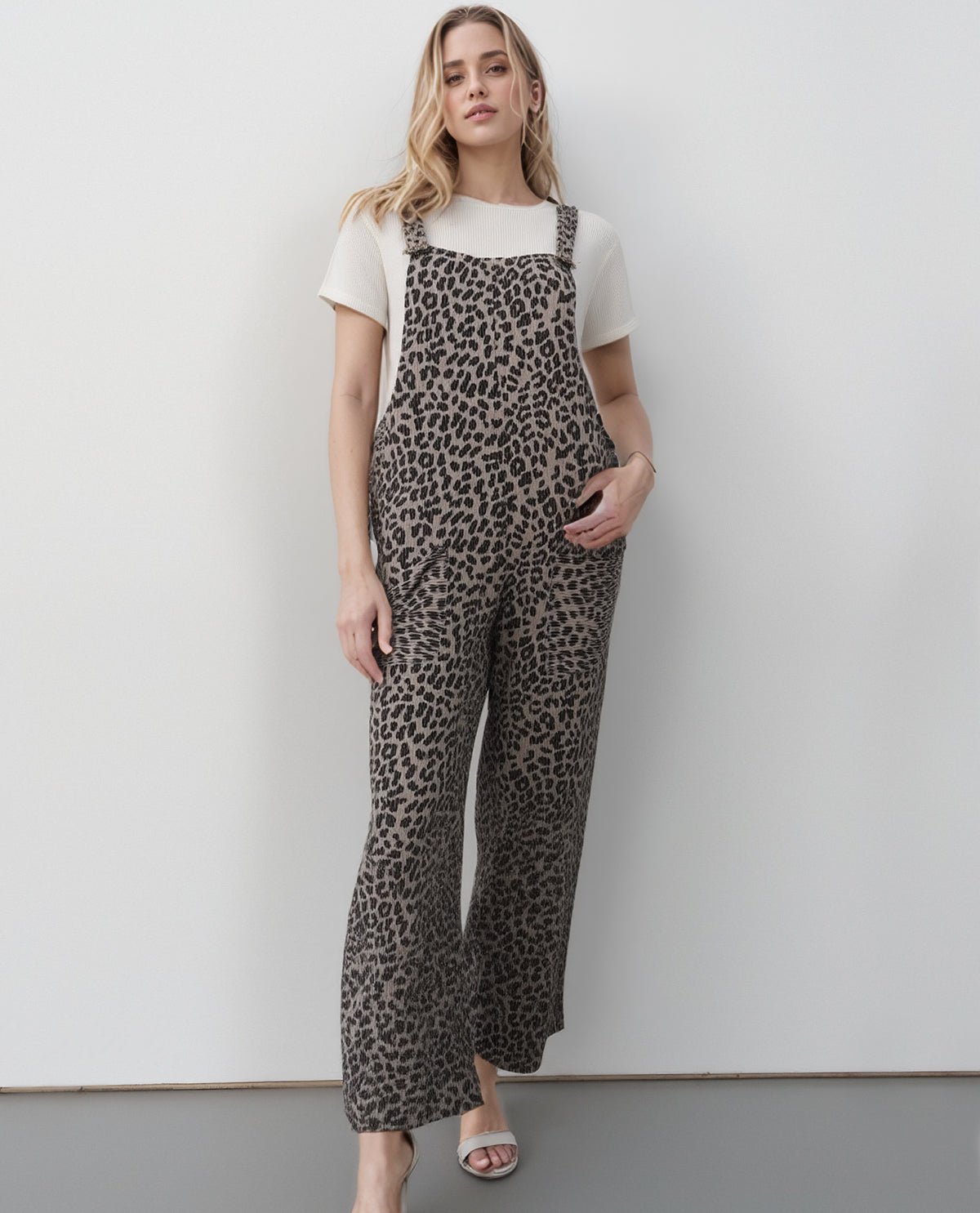 Ribbed Leopard Print Jumpsuit