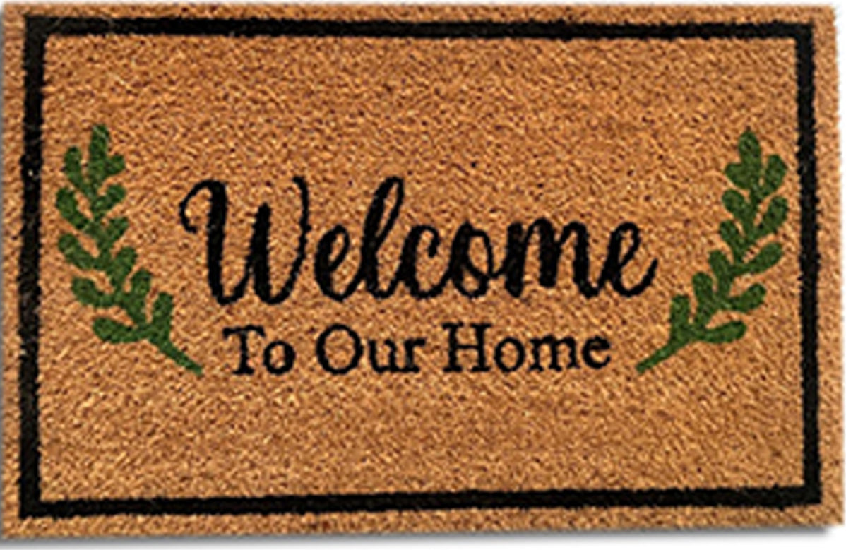 "Welcome To Our Home" Decorative Rug Natural
