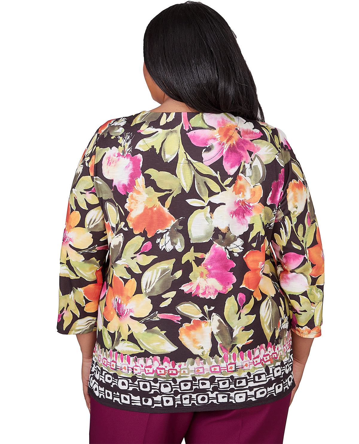 Alfred Dunner Women's Classic Tropical Floral Knit Top