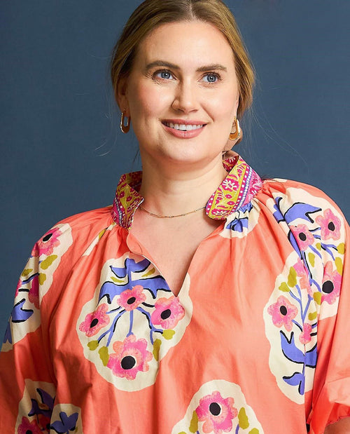 Boho Chic Embroidered Floral Print Top