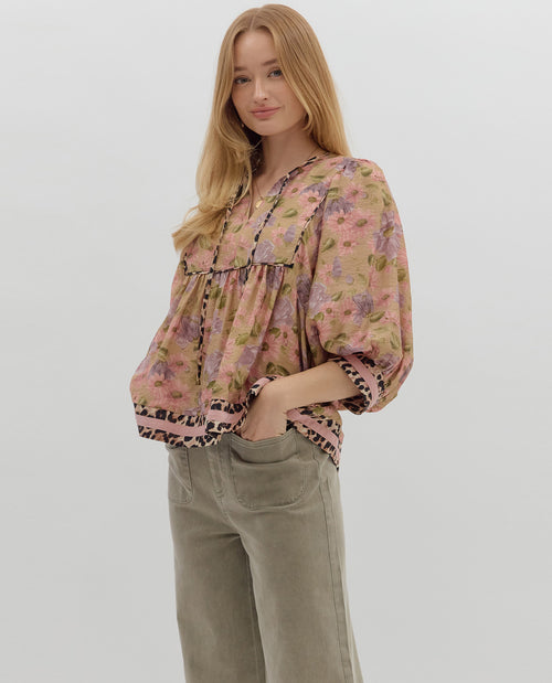 Entro Print 3/4 sleeve with animal print details