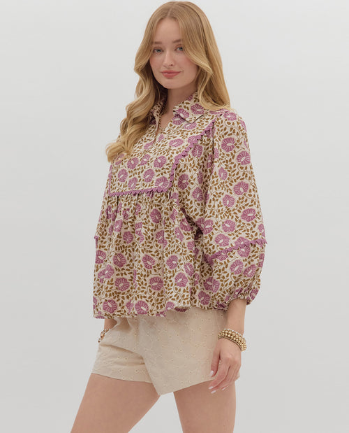 Entro Print Babydoll Top