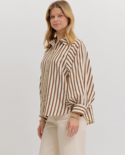 Entro Stripe Button Front Top