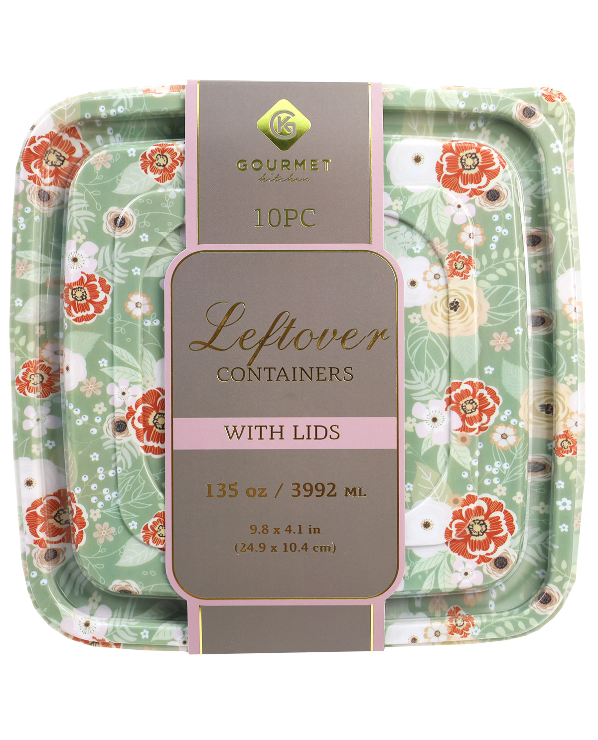 Winery Mint Green Floral 10pc. Meal Prep Food Container Set