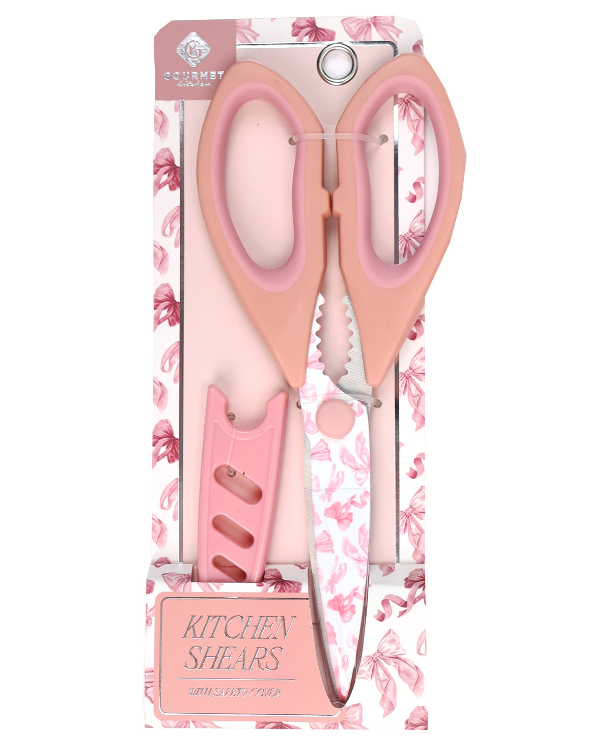 Silver Pink Bows Kitchen Shears with Cover