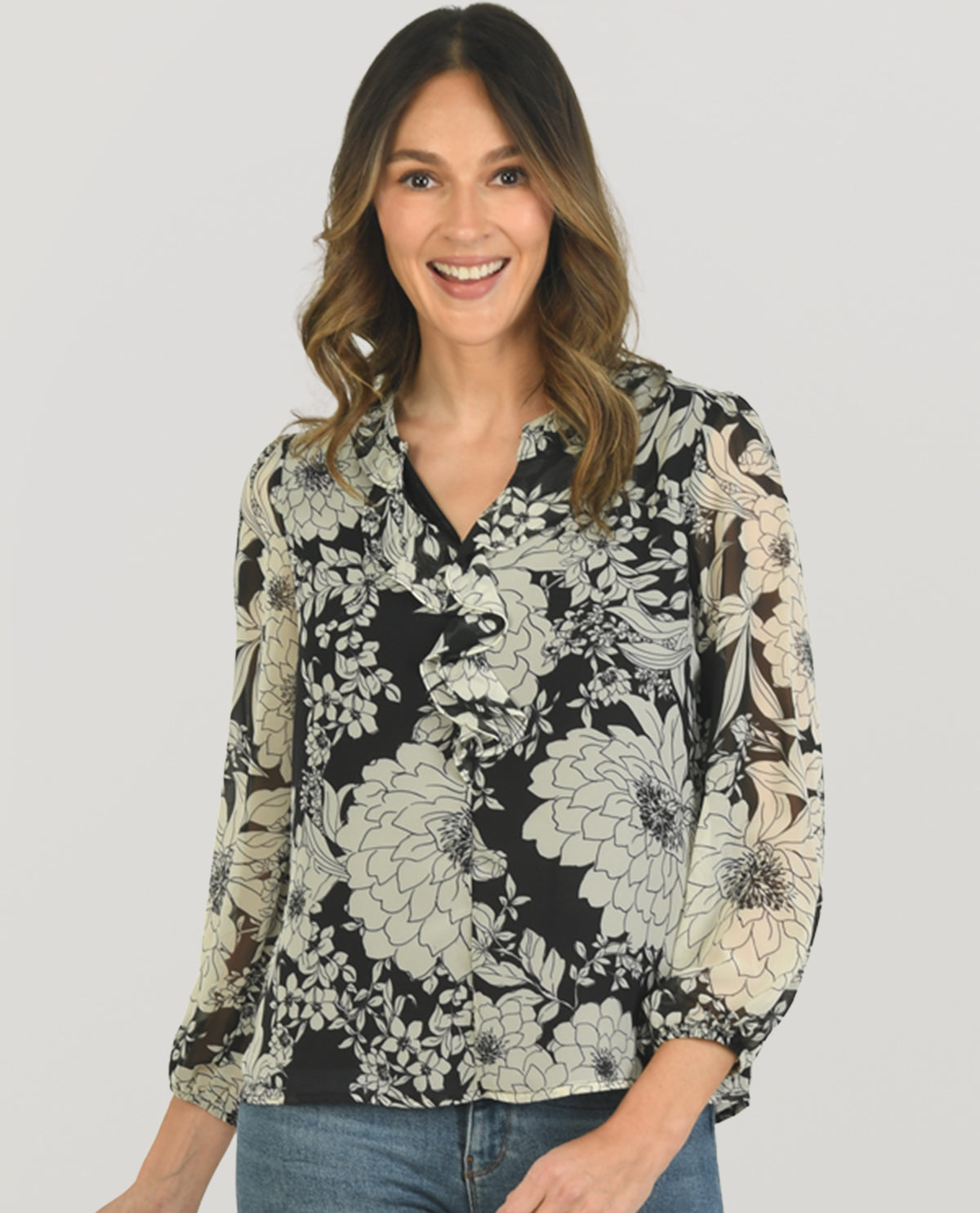 Zac & Rachel Floral Print Crepe Top