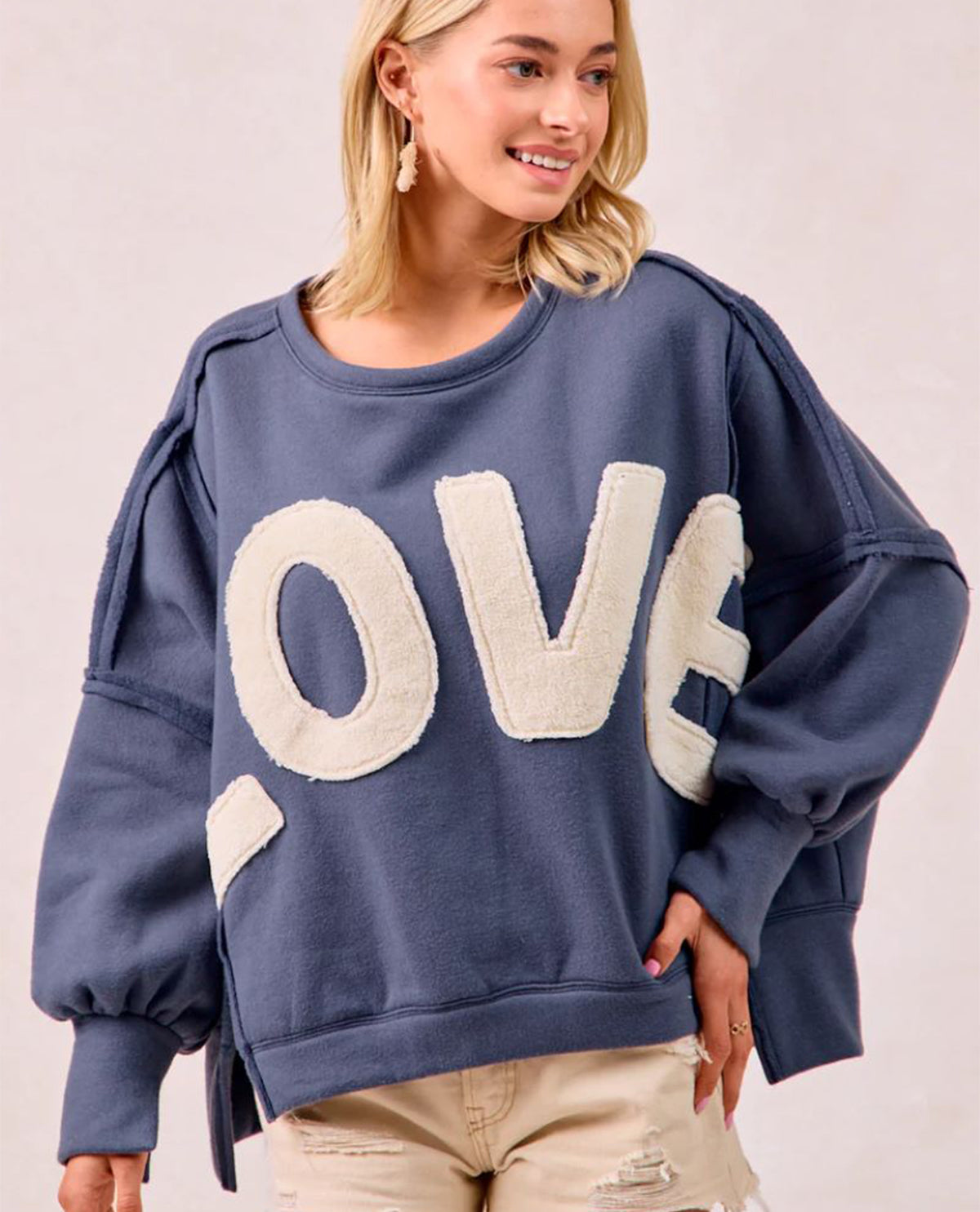 Bibi Patchwork Fleece Love Sweatshirt