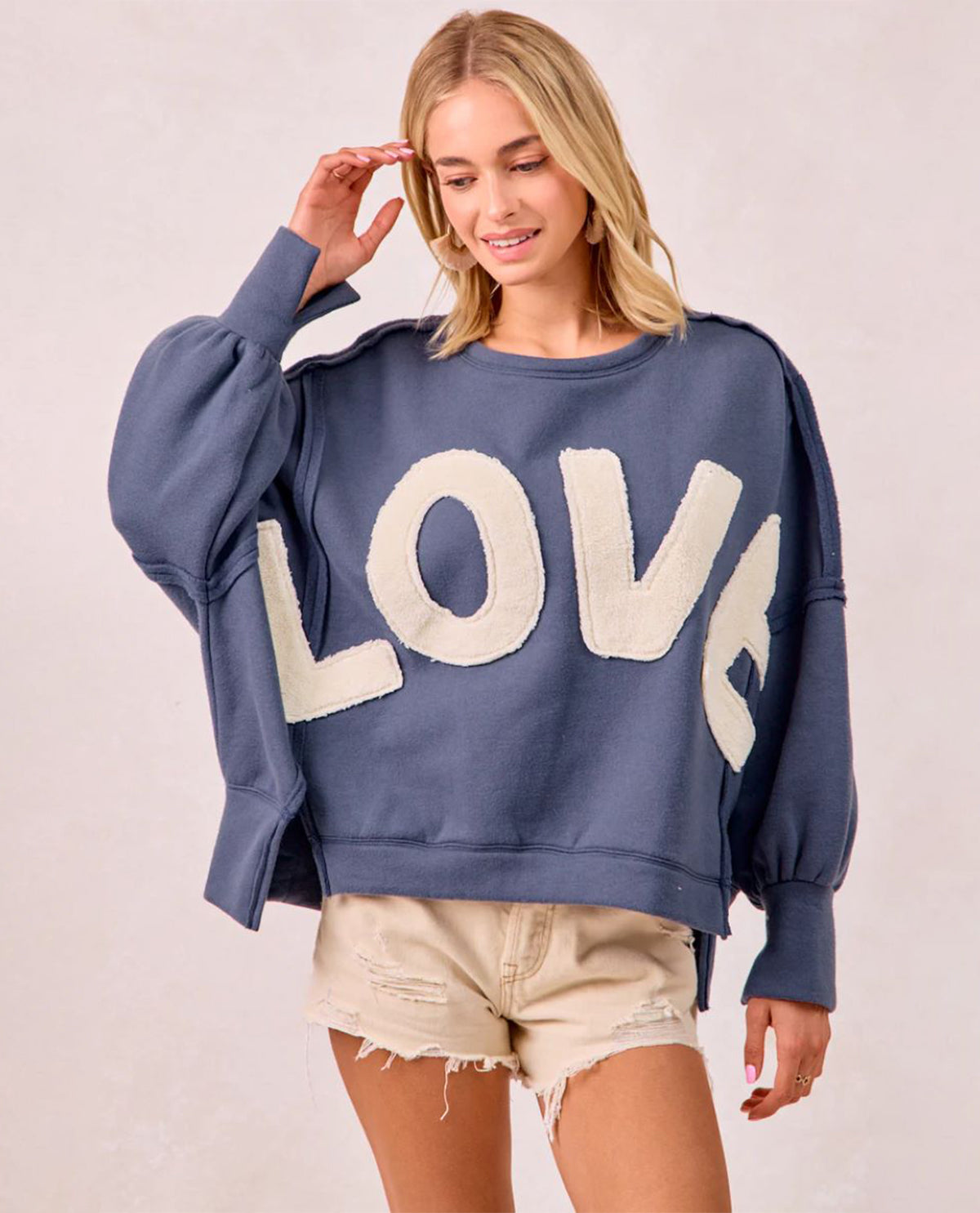 Bibi Patchwork Fleece Love Sweatshirt