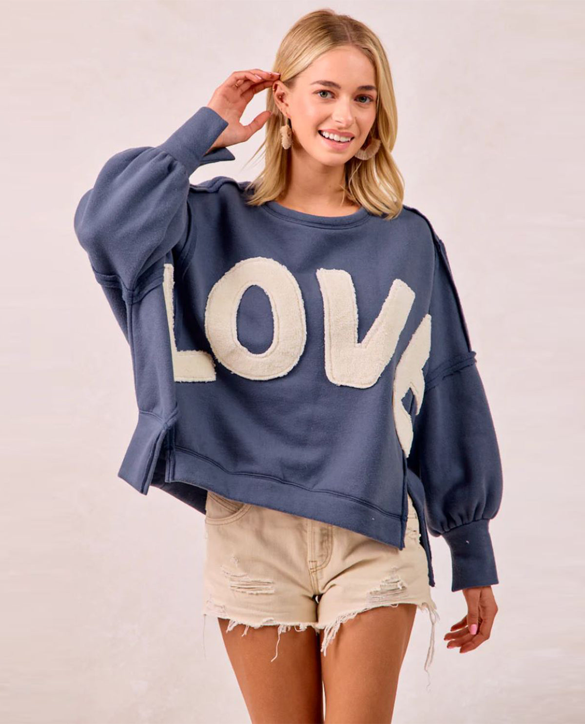 Bibi Patchwork Fleece Love Sweatshirt