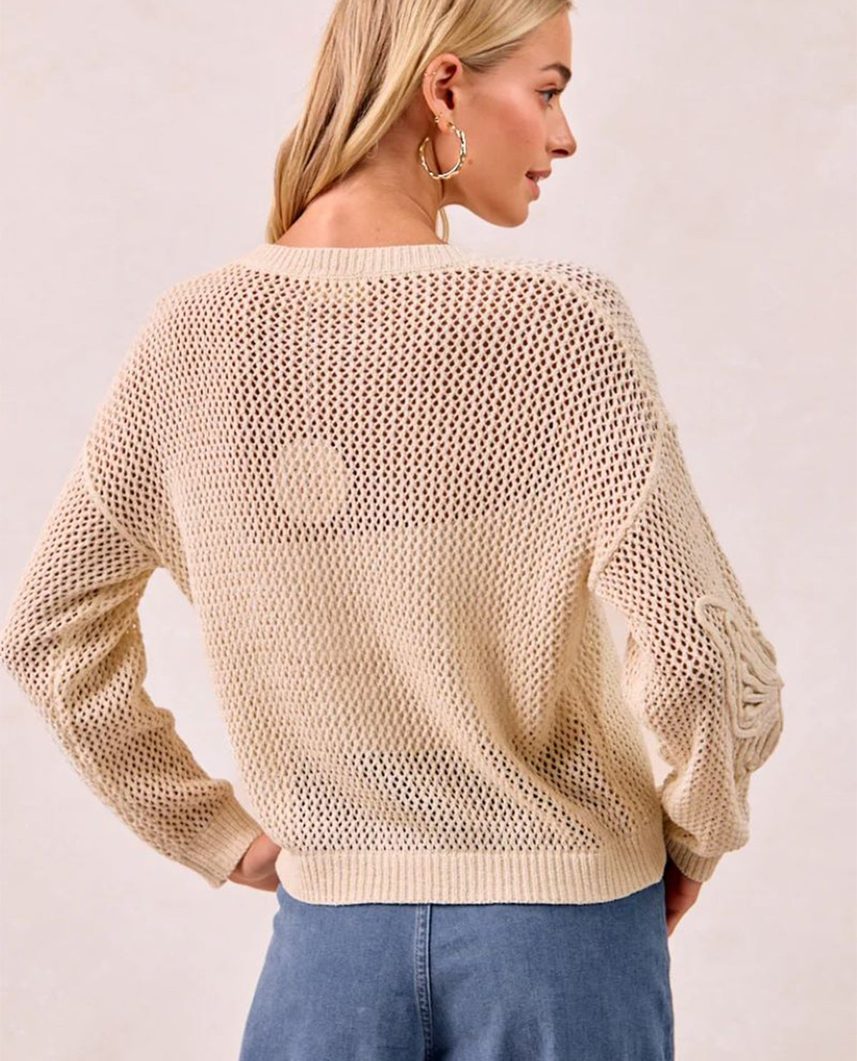 Bibi Embroidery Pointelle Flora Sweater