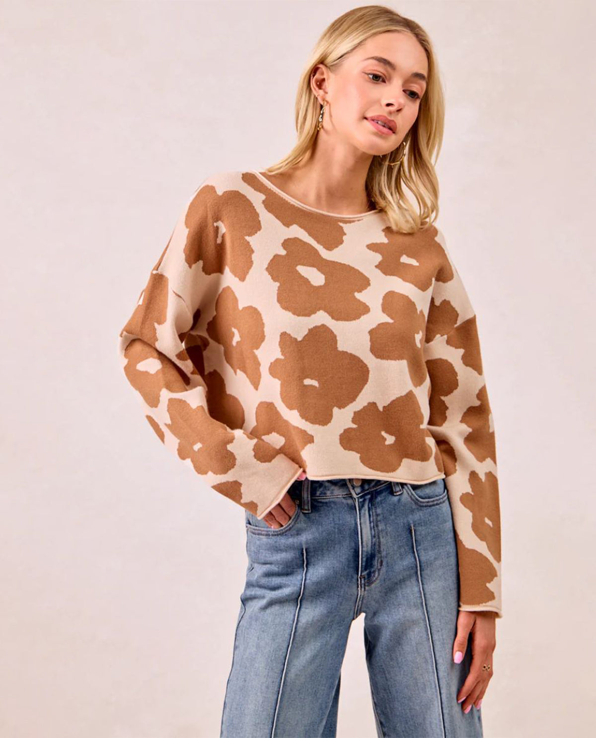 Bibi Large Floral Pattern Sweater