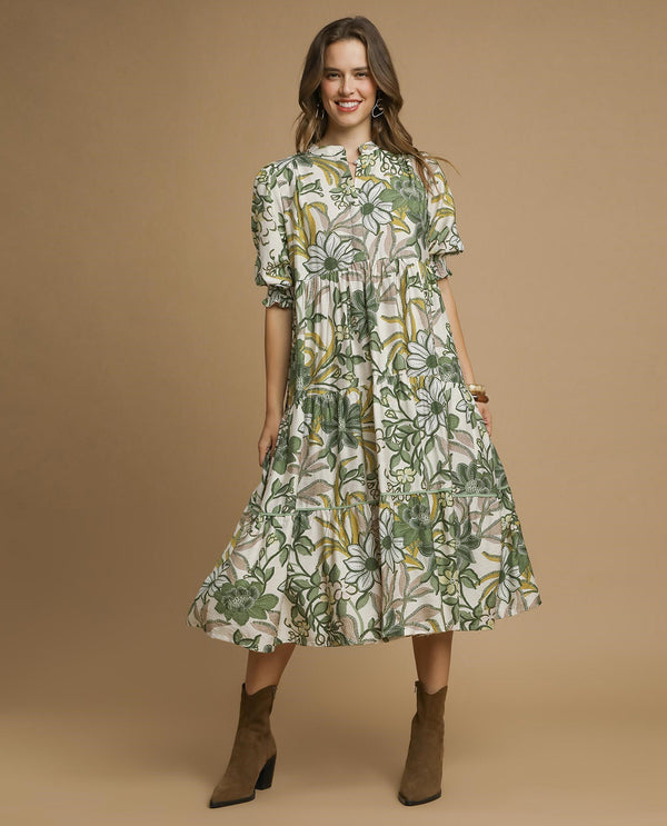 Floral Tiered Midi Dress