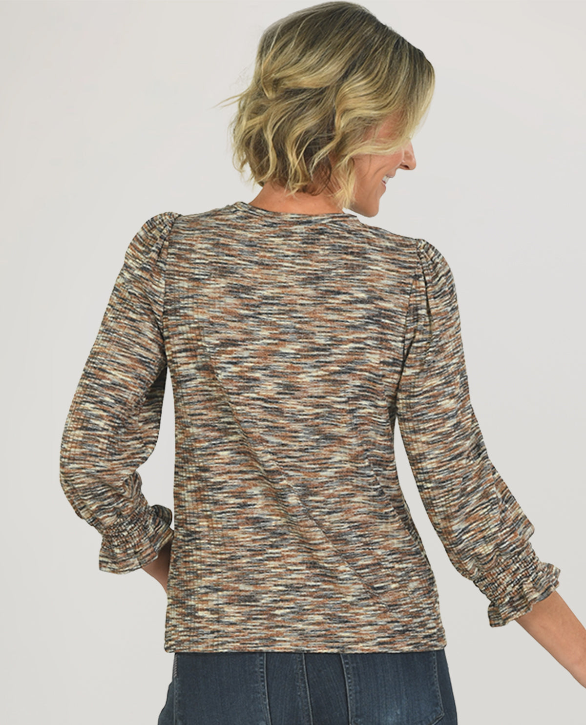 Zac & Rachel Mélange Puff Sleeve Knit Top