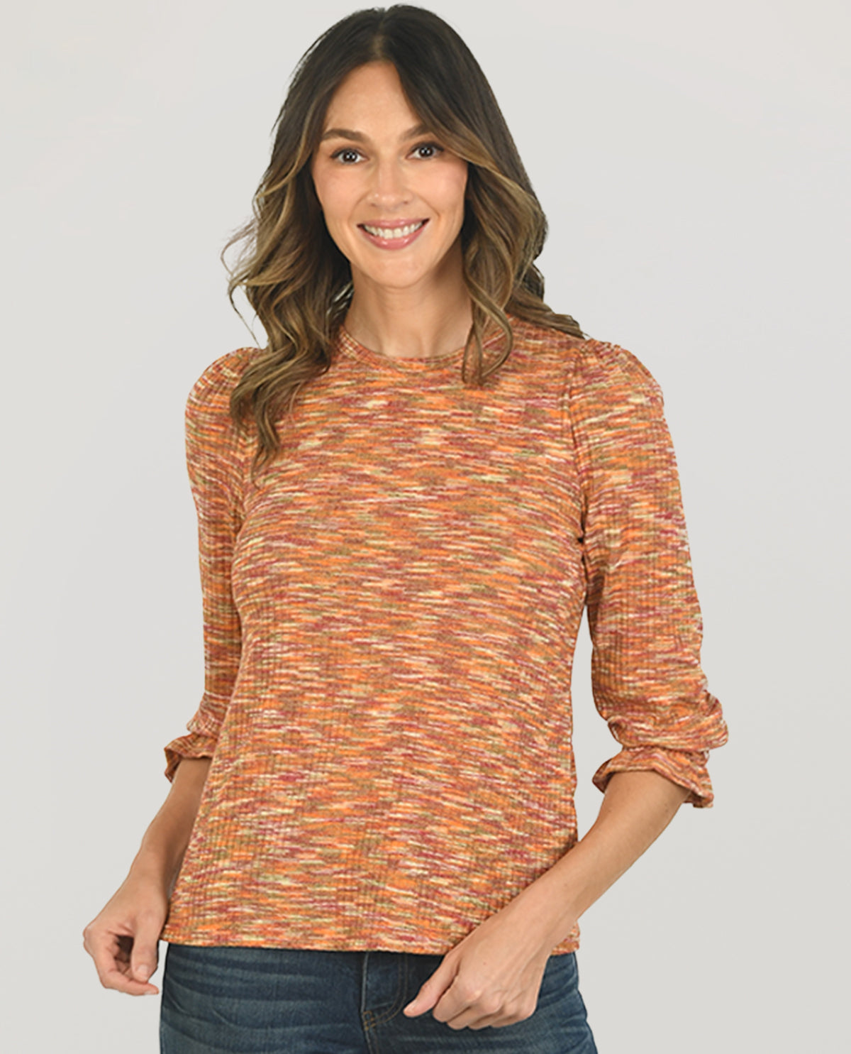 Zac & Rachel Mélange Puff Sleeve Knit Top