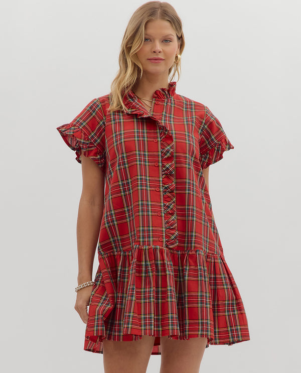 Tartan Plaid Red Mini Dress