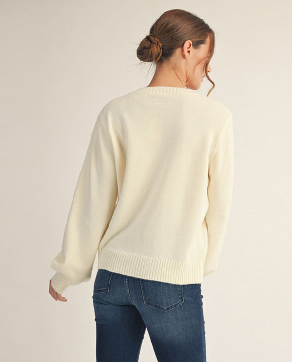 Long Sleeve Cutesy Teddy Bear Sweater Top